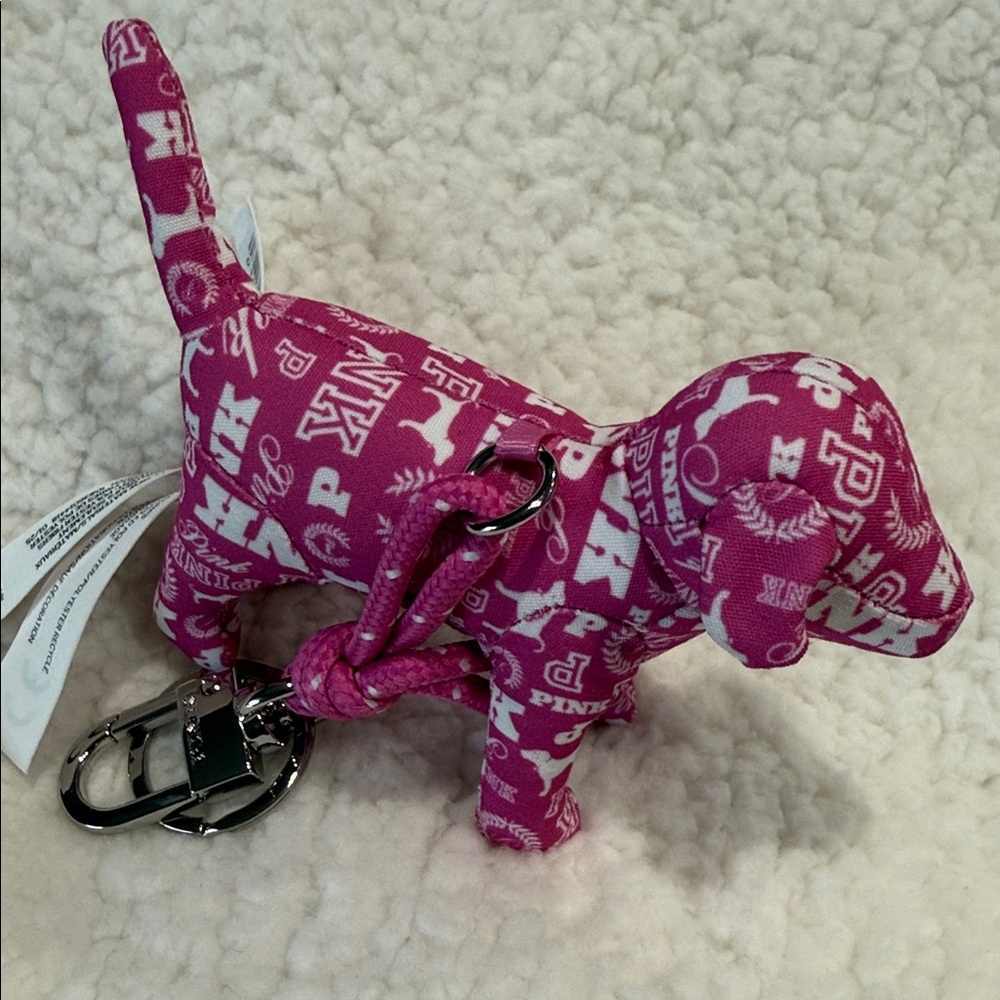 PINK Victoria's Secret Dog Keychain Holder - Pink and White - Picture 4 of 11